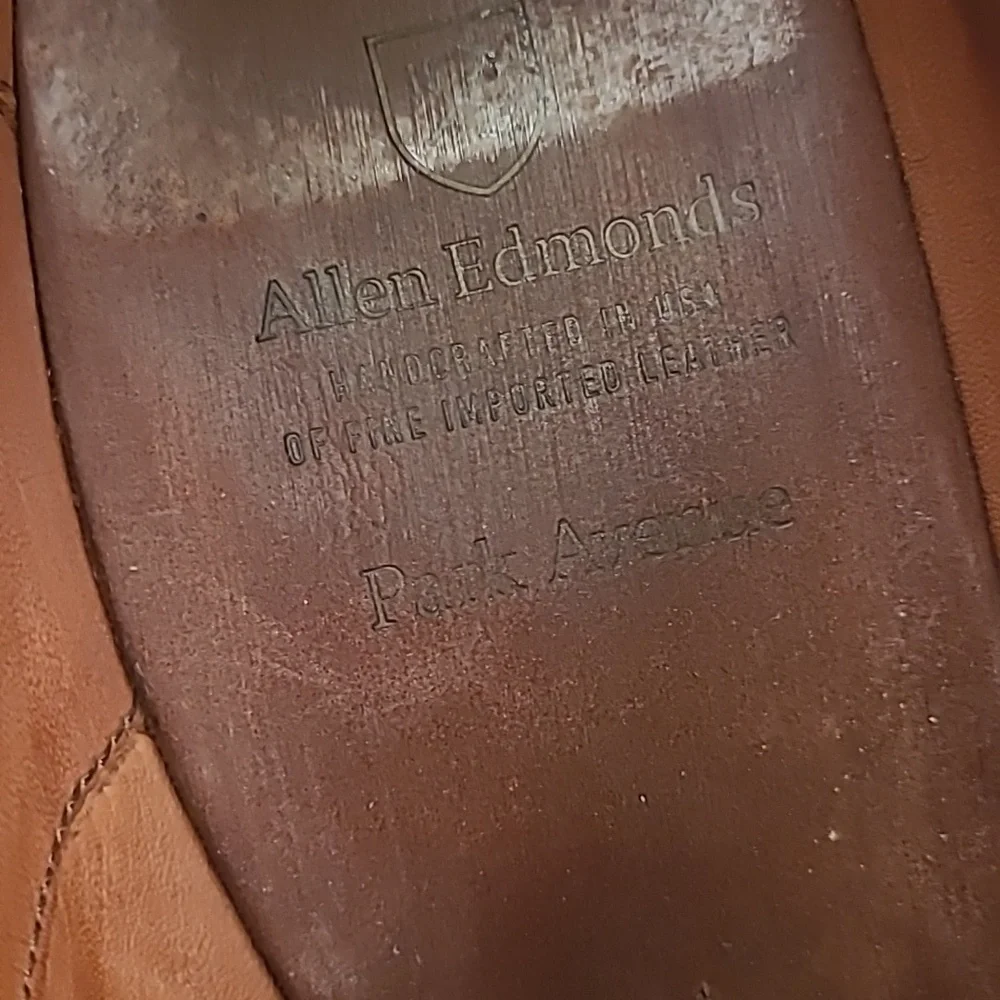 ALLEN EDMONDS Park Avenue Black Leather Cap Toe Sz 12 B‎ Mens Dress Shoes